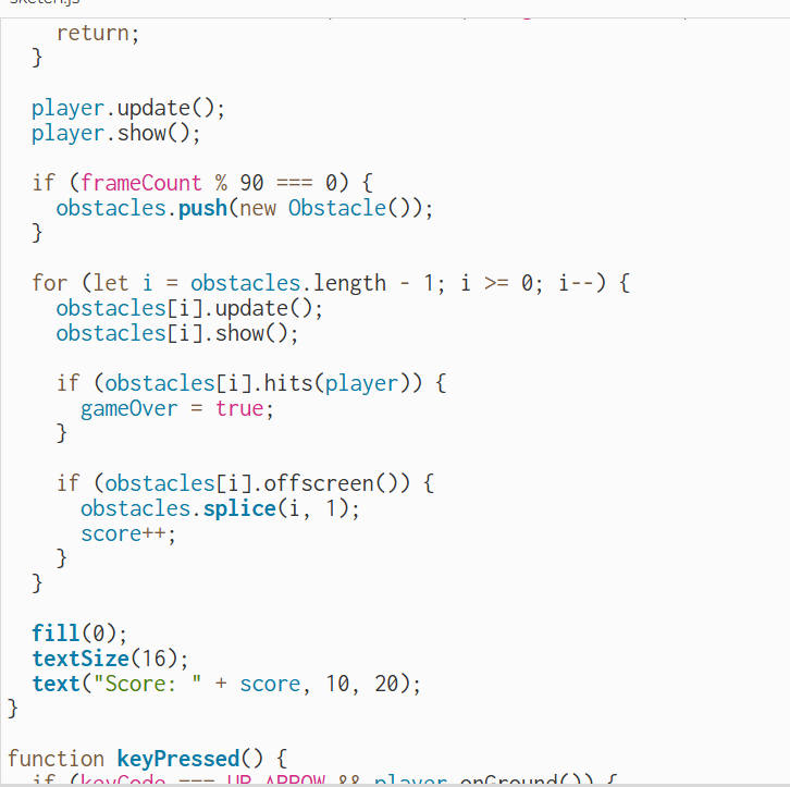 This is my first code demo which I think is important. It is about the actions represented by the different keys.