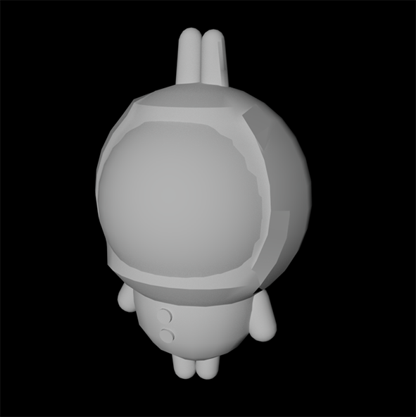 3d modeling rendering of the front of a rabbit doll