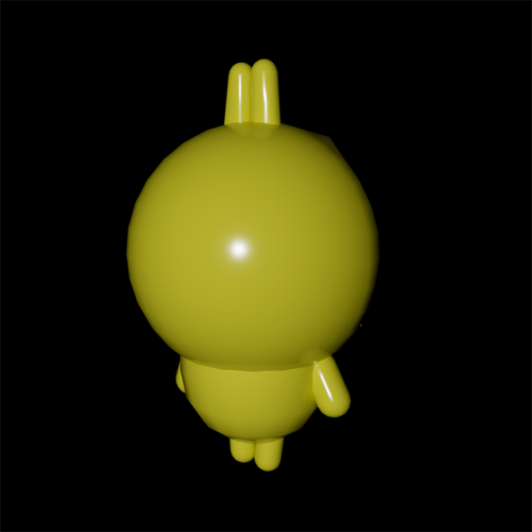 3d modeling rendering of the back of the rabbit doll