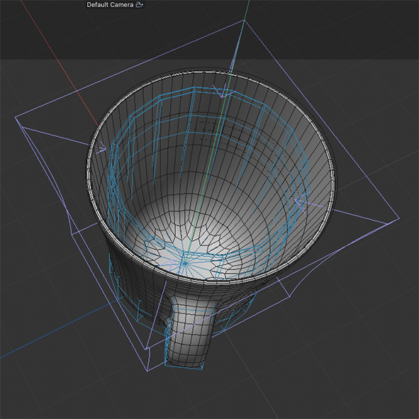 3d modeling of a mug directly above