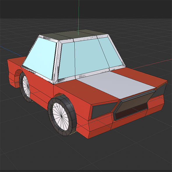 3d modeling of the left front of a red car