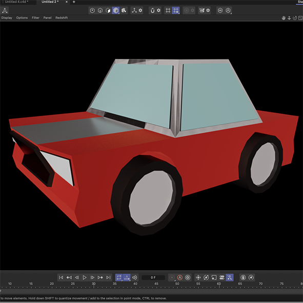 3d modeling rendering of the left side of the red car