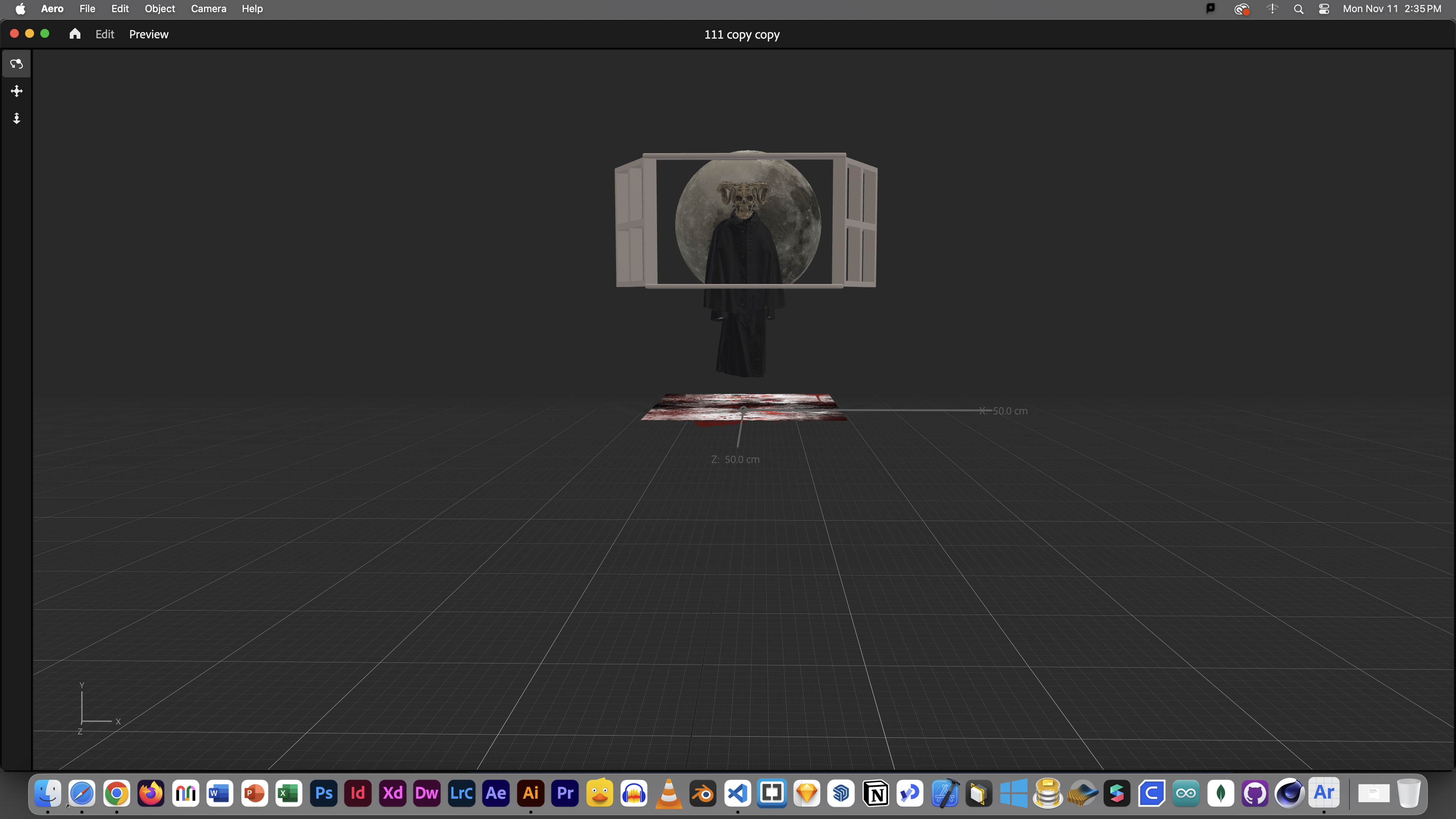 This is a front view of editing my modeling and online footage in Aero.
